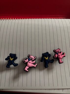 Dancing Bear croc jibitz  Charms - Pink & Navy shoe Accessories grateful Dead